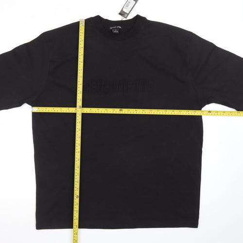 PrettyLittleThing Men's Black Cotton Crew Neck Regular Fit T-Shirt M