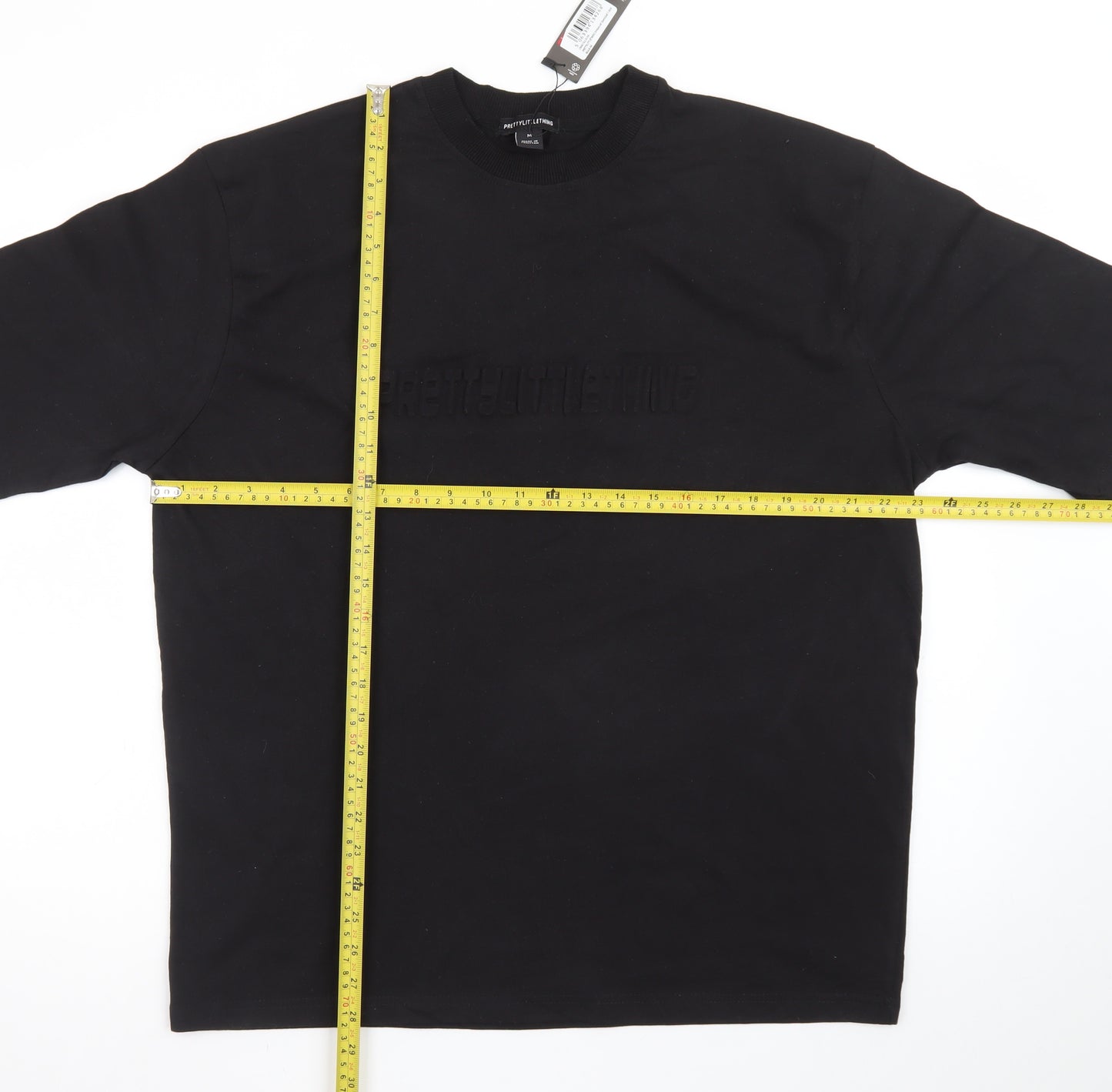 PrettyLittleThing Men's Black Cotton Crew Neck Regular Fit T-Shirt M