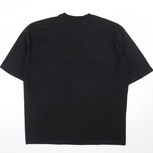 PrettyLittleThing Men's Black Cotton Crew Neck Regular Fit T-Shirt M