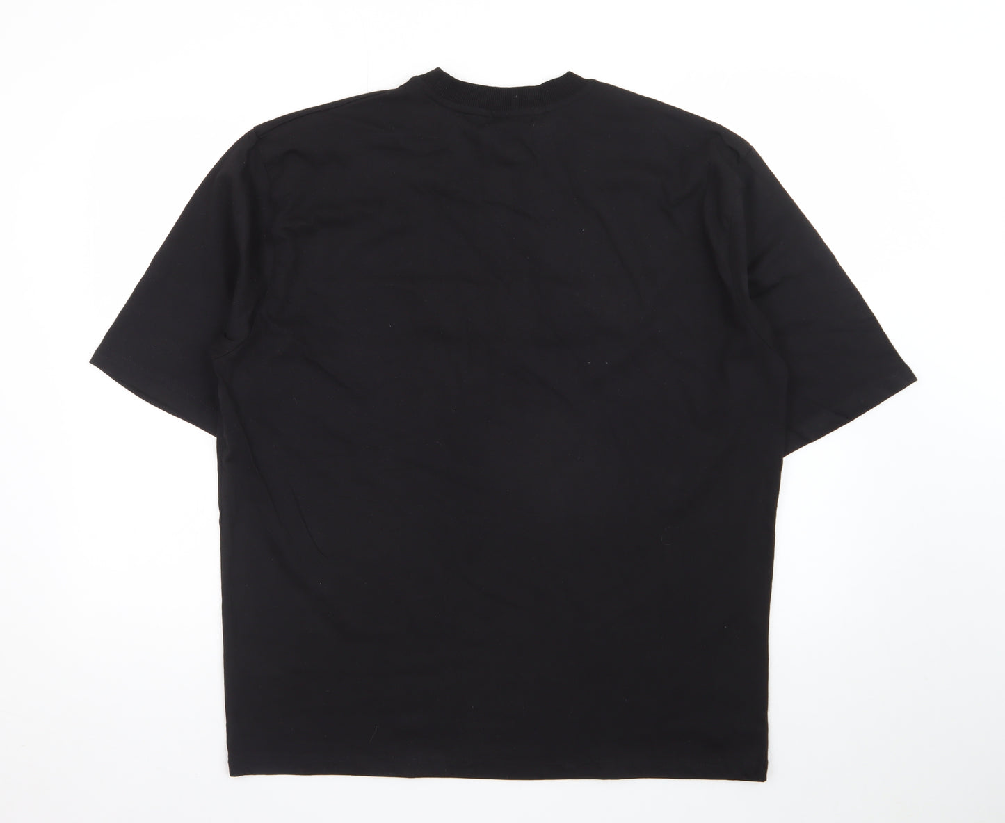 PrettyLittleThing Men's Black Cotton Crew Neck Regular Fit T-Shirt M