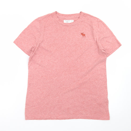 Abercrombie Kids Boys Pink Logo T-Shirt 13-14 Years Short Sleeve Crew Neck