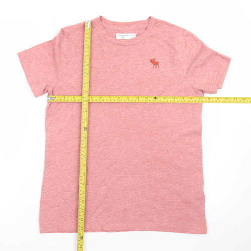 Abercrombie Kids Boys Pink Logo T-Shirt 13-14 Years Short Sleeve Crew Neck