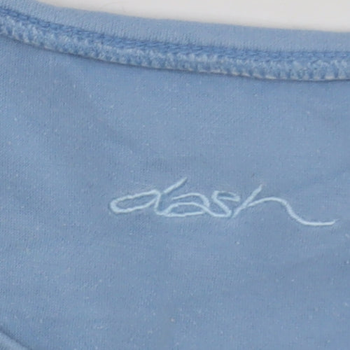 Dash Women Blue Striped Cotton T-Shirt Size 16