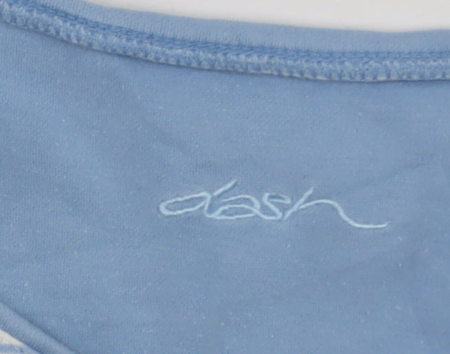 Dash Women Blue Striped Cotton T-Shirt Size 16