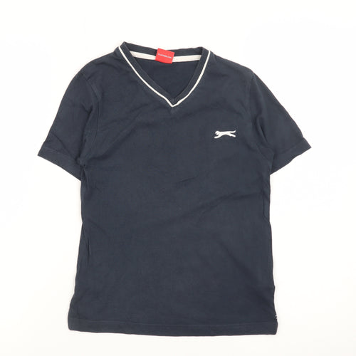 Slazenger Teens Blue V-Neck Short Sleeve Cotton T-Shirt XS