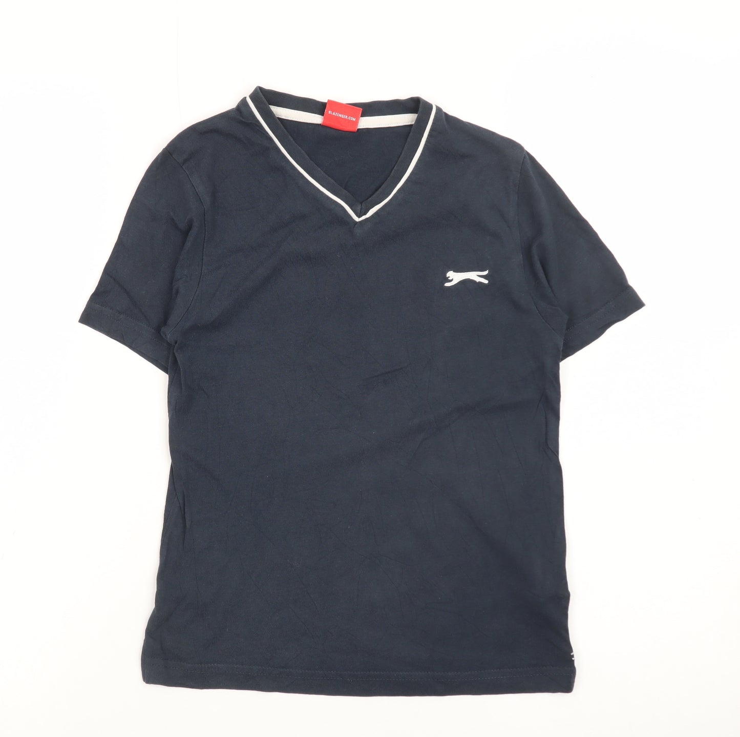 Slazenger Teens Blue V-Neck Short Sleeve Cotton T-Shirt XS