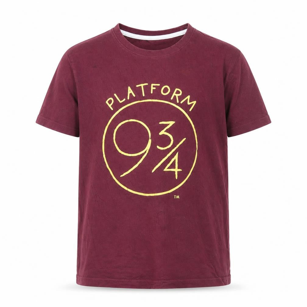 Front view of Harry Potter boys’ red platform 93⁄4 graphic t-shirt 11-12 years