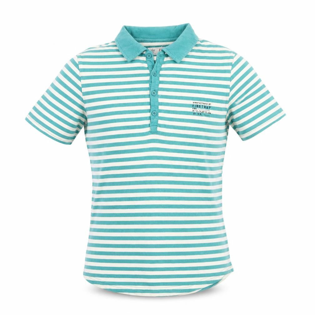Front view of Firetrap Men's Green Striped Cotton Polo Shirt M