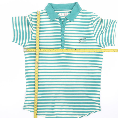 Firetrap Men's Green Striped Cotton Polo Shirt M