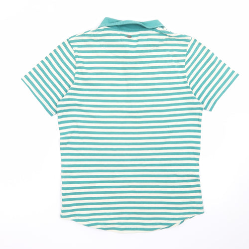 Firetrap Men's Green Striped Cotton Polo Shirt M