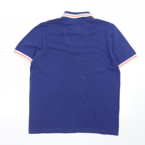 Hugo Boss Men's Blue Cotton Polo Shirt L Short Sleeve Classic Style