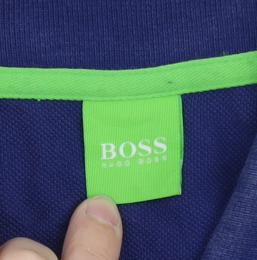 Hugo Boss Men's Blue Cotton Polo Shirt L Short Sleeve Classic Style