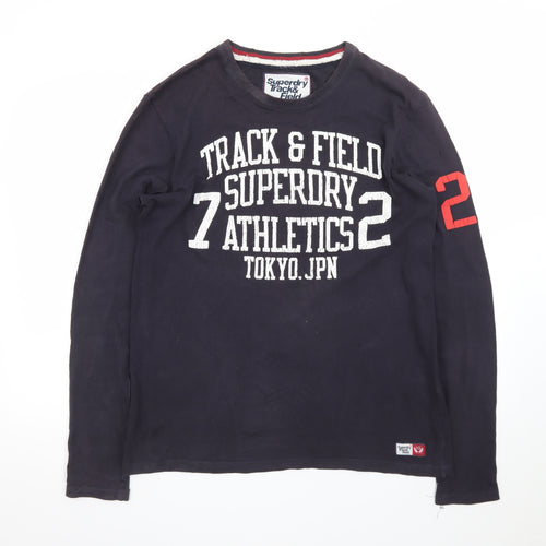 Superdry Men's Navy Long Sleeve Track & Field T-Shirt Size M