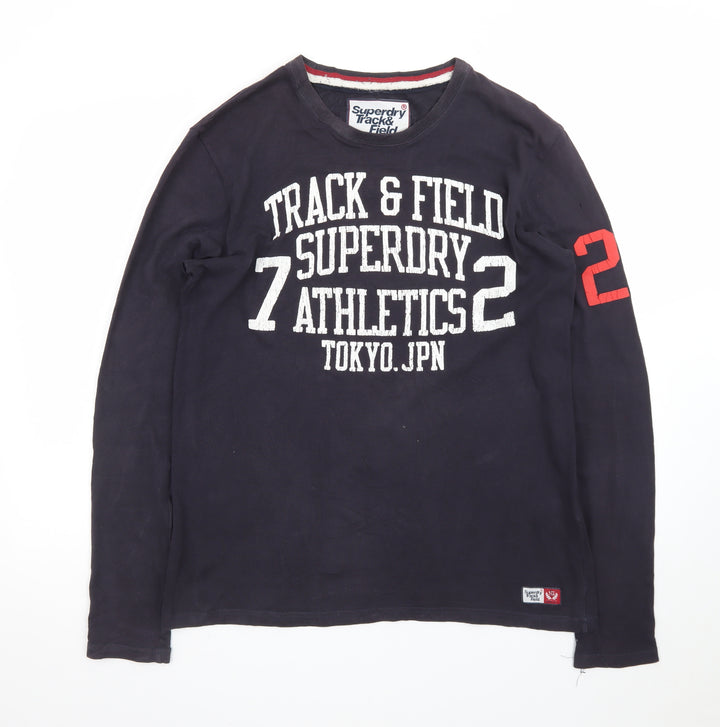 Superdry Men's Navy Long Sleeve Track & Field T-Shirt Size M