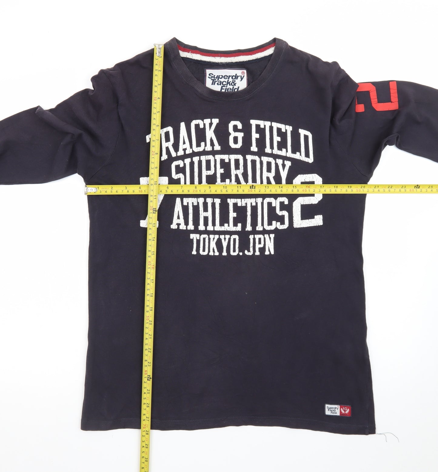 Superdry Men's Navy Long Sleeve Track & Field T-Shirt Size M