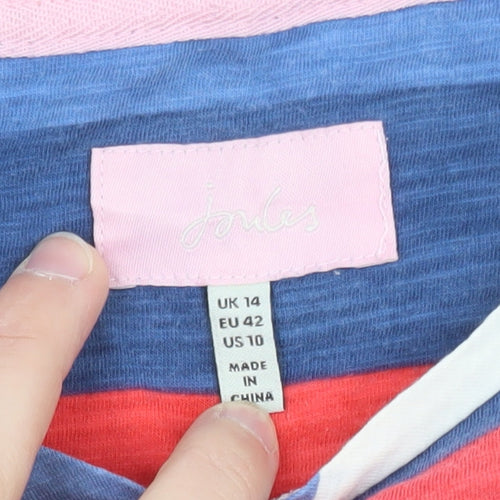Joules Womens Multicoloured Striped Cotton T-Shirt UK 14
