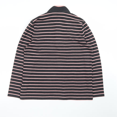 Penny Plain Women’s Black Pink Stripe Button Neck Long Sleeve Sweatshirt Size 14/16