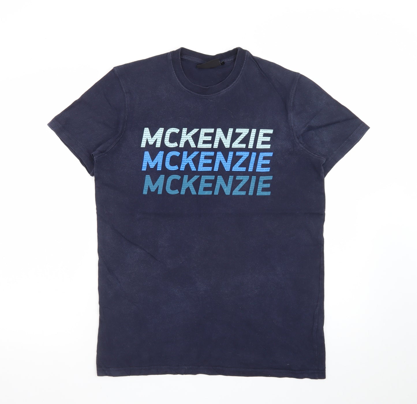 McKenzie Men's Blue Graphic Logo Crew Neck Short Sleeve T-Shirt Size S