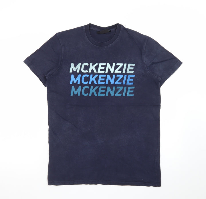 McKenzie Men's Blue Graphic Logo Crew Neck Short Sleeve T-Shirt Size S