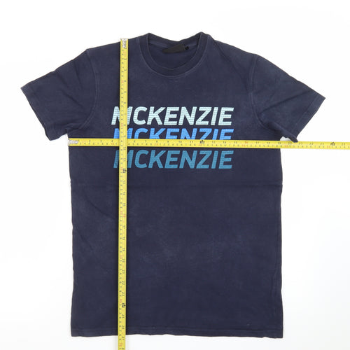 McKenzie Men's Blue Graphic Logo Crew Neck Short Sleeve T-Shirt Size S