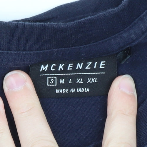 McKenzie Men's Blue Graphic Logo Crew Neck Short Sleeve T-Shirt Size S