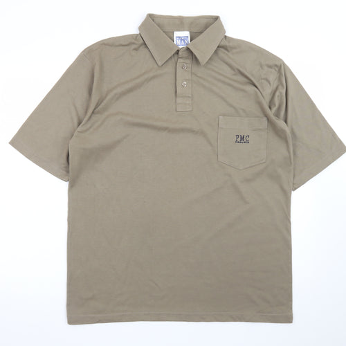 Premier Man Mens Brown M Short Sleeve Collared Polo Shirt