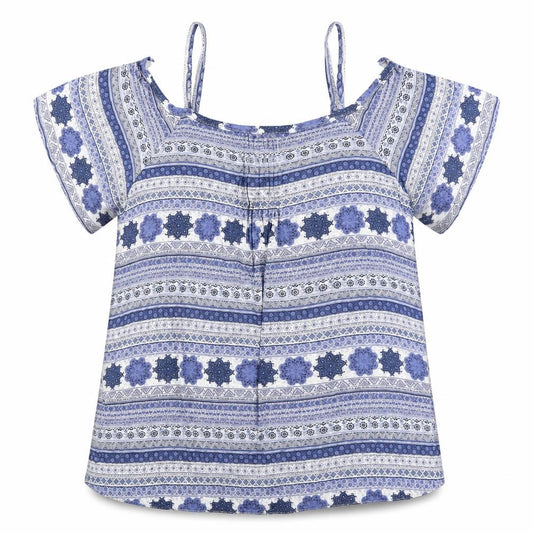 Front view of Debenhams Women’s Blue Bohemian Tunic Blouse, size UK 18, Viscose