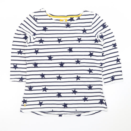 Joules Women’s White Navy Star Stripe 3/4 Sleeve Cotton T-Shirt UK 12