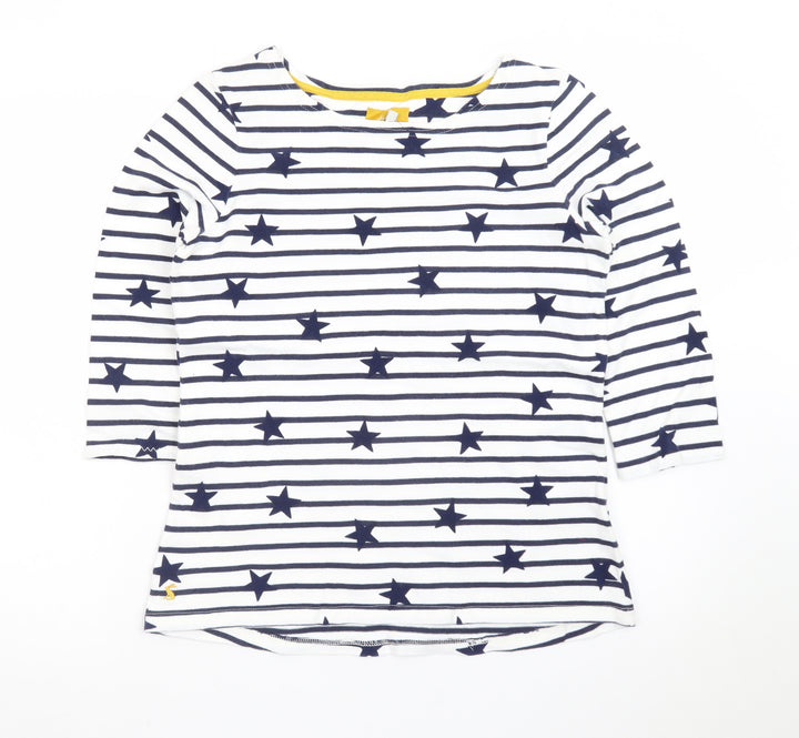 Joules Women’s White Navy Star Stripe 3/4 Sleeve Cotton T-Shirt UK 12