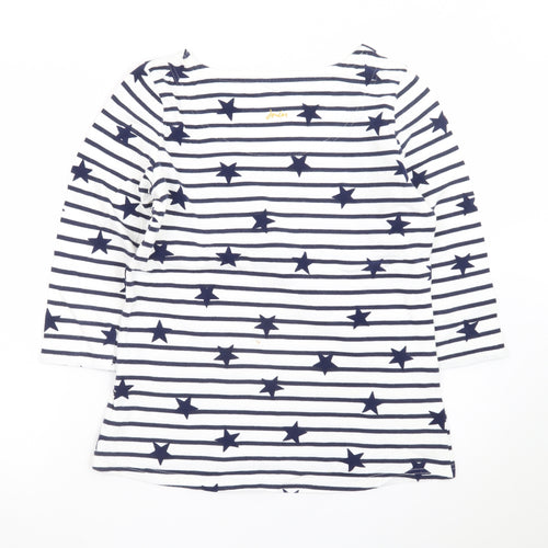 Joules Women’s White Navy Star Stripe 3/4 Sleeve Cotton T-Shirt UK 12