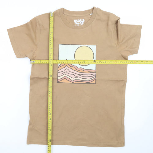 Lucy & Yak Men's Beige Graphic Print Organic Cotton T-Shirt XS
