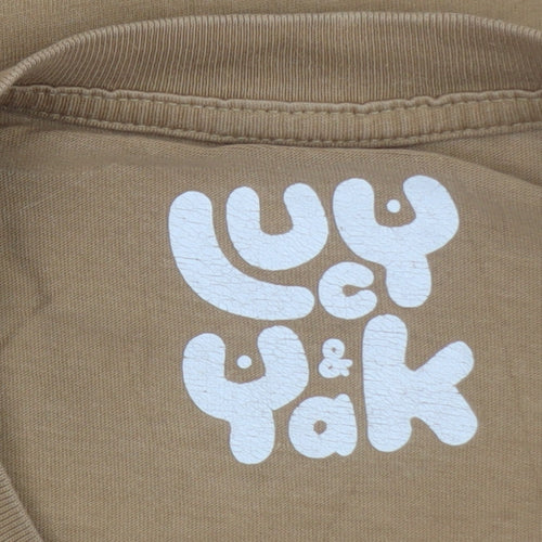 Lucy & Yak Men's Beige Graphic Print Organic Cotton T-Shirt XS