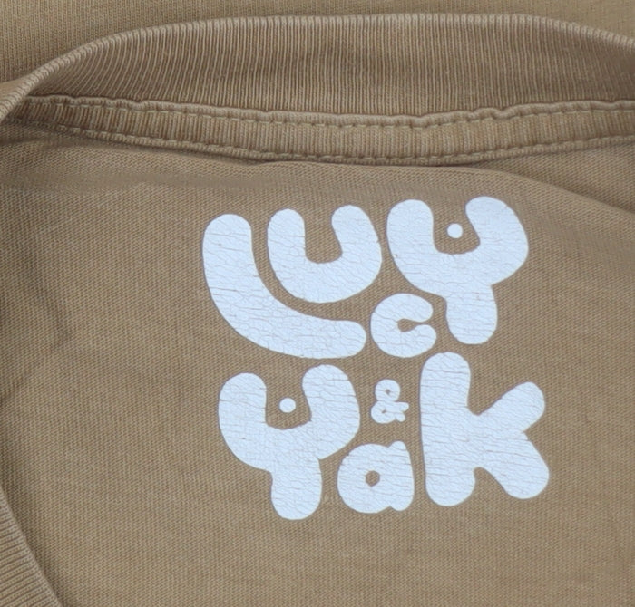 Lucy & Yak Men's Beige Graphic Print Organic Cotton T-Shirt XS