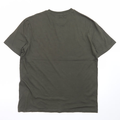 Armani Jeans Men's Khaki Green Crew Neck Logo T-Shirt Size L
