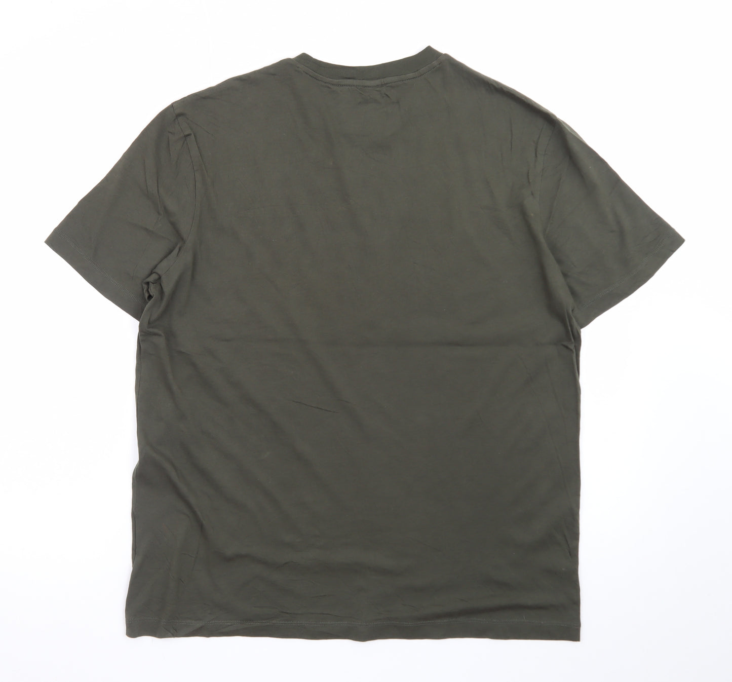 Armani Jeans Men's Khaki Green Crew Neck Logo T-Shirt Size L
