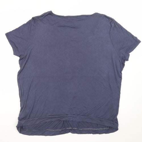 Rogers + Rogers Women's Blue Crochet Neck Viscose T-Shirt Size 22