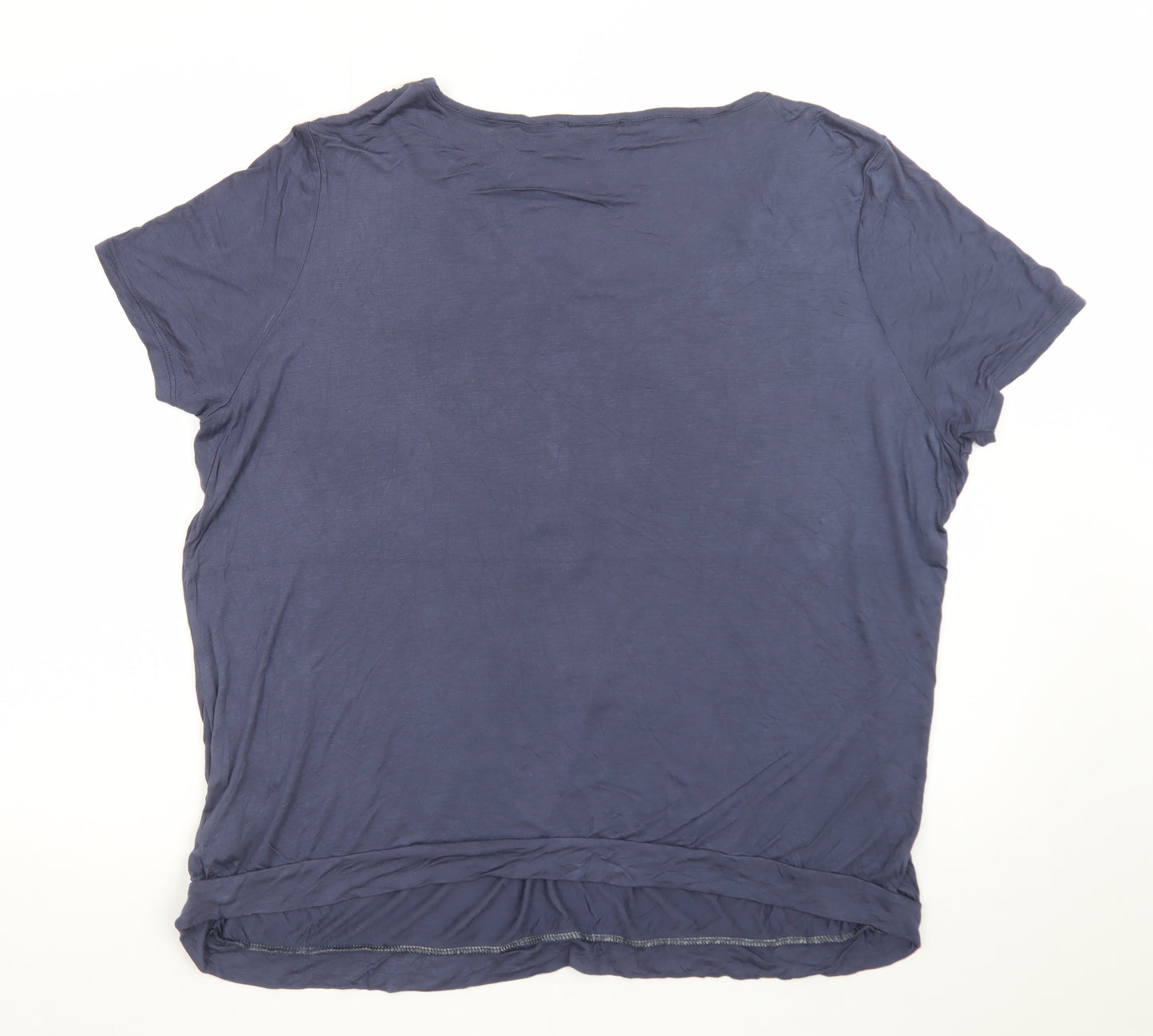 Rogers + Rogers Women's Blue Crochet Neck Viscose T-Shirt Size 22