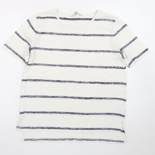 Banana Republic Womens White Striped Luxespun T-Shirt Size M