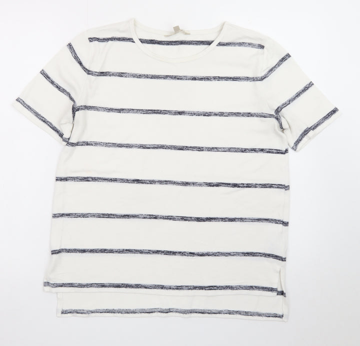 Banana Republic Womens White Striped Luxespun T-Shirt Size M