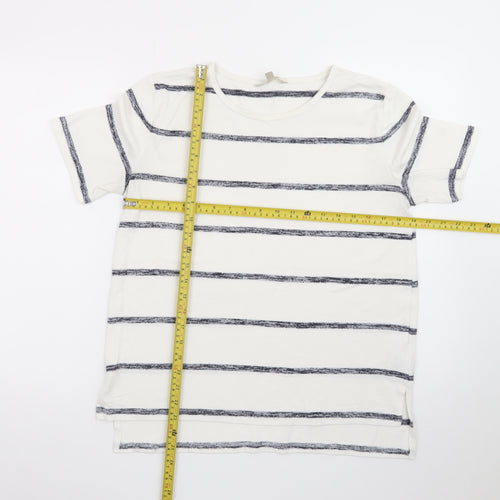 Banana Republic Womens White Striped Luxespun T-Shirt Size M