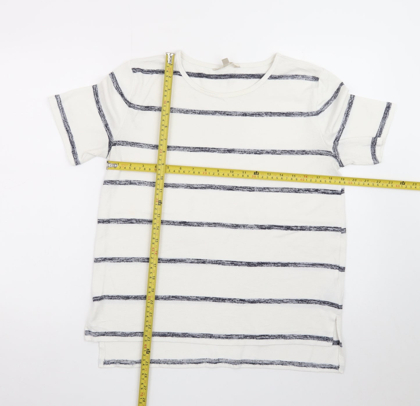 Banana Republic Womens White Striped Luxespun T-Shirt Size M