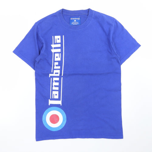 Lambretta Men's Blue Crew Neck Graphic Cotton T-Shirt Size S