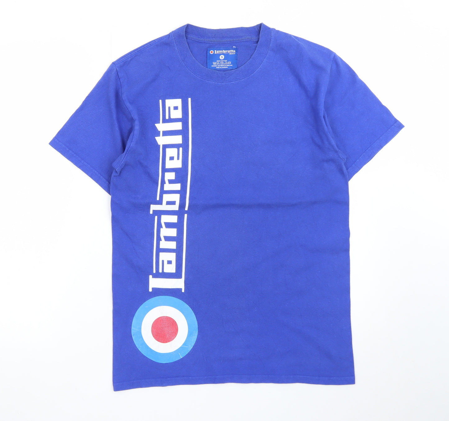 Lambretta Men's Blue Crew Neck Graphic Cotton T-Shirt Size S