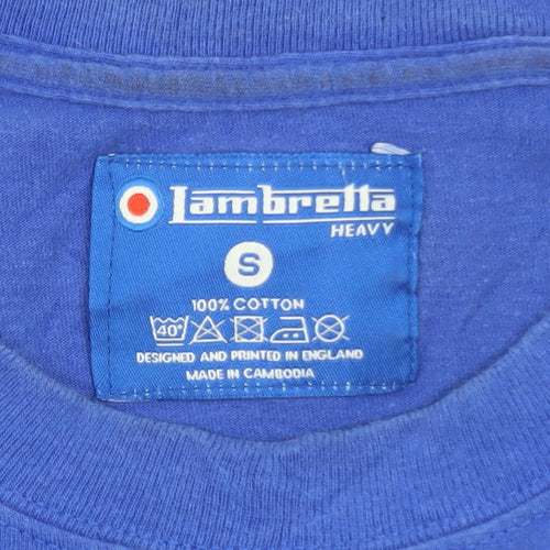 Lambretta Men's Blue Crew Neck Graphic Cotton T-Shirt Size S