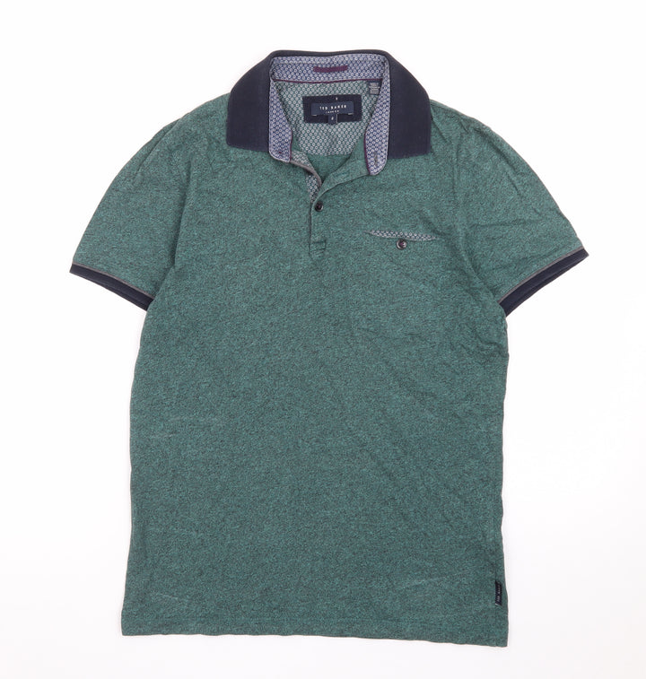 Ted Baker Men's Green Short Sleeve Polo Shirt Size S Classic Fit