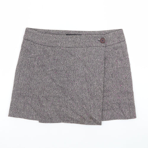 Great Plains Women's Grey Tweed Wrap Mini Skirt Size 10