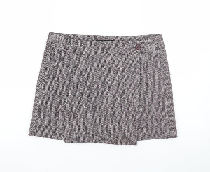 Great Plains Women's Grey Tweed Wrap Mini Skirt Size 10