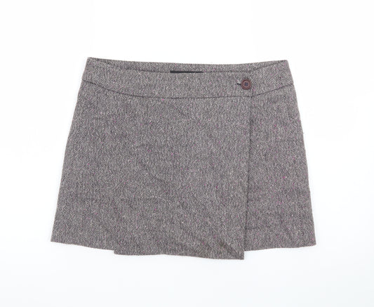 Great Plains Women's Grey Tweed Wrap Mini Skirt Size 10
