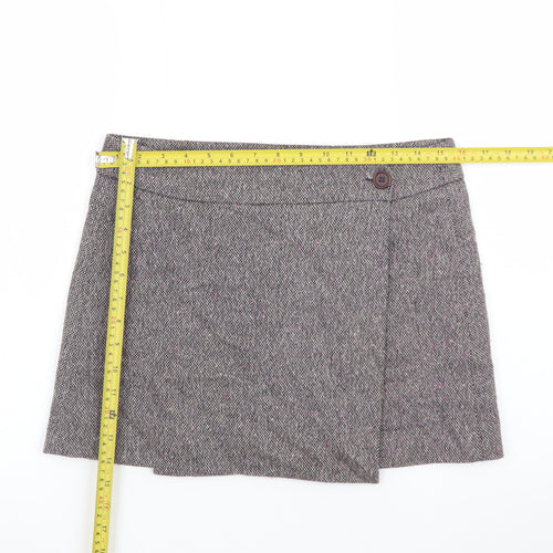 Great Plains Women's Grey Tweed Wrap Mini Skirt Size 10