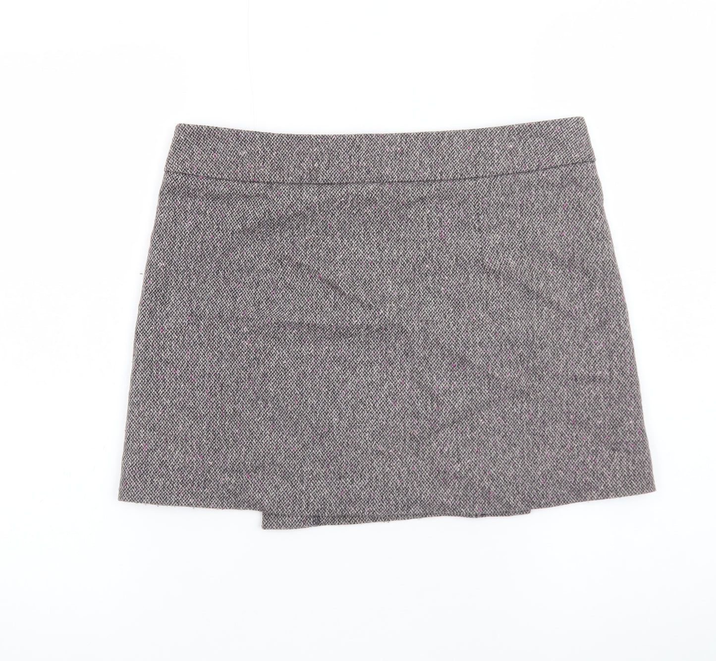 Great Plains Women's Grey Tweed Wrap Mini Skirt Size 10